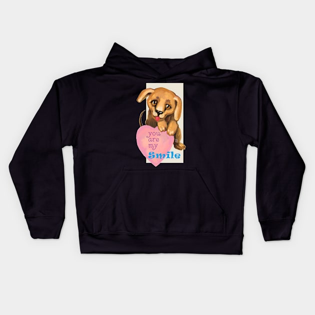 Cute dog. Baby pets. Puppy friendship love. Kids Hoodie by Rukki Zukki Art